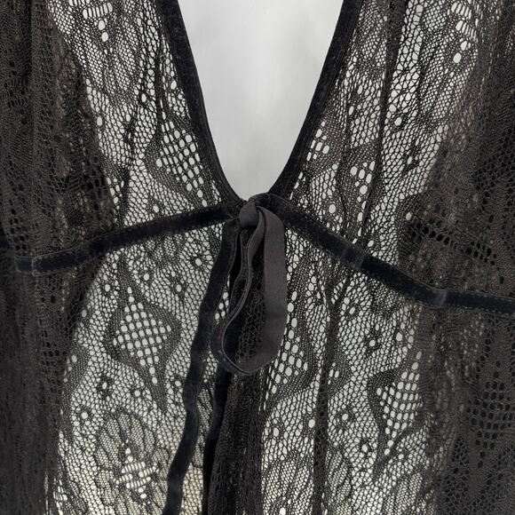 Venezia Jeans Y2K Lace Fringe Cardigan 18/20 Sheer Swim Cover Up Boho Whimsigoth - Picture 3 of 5